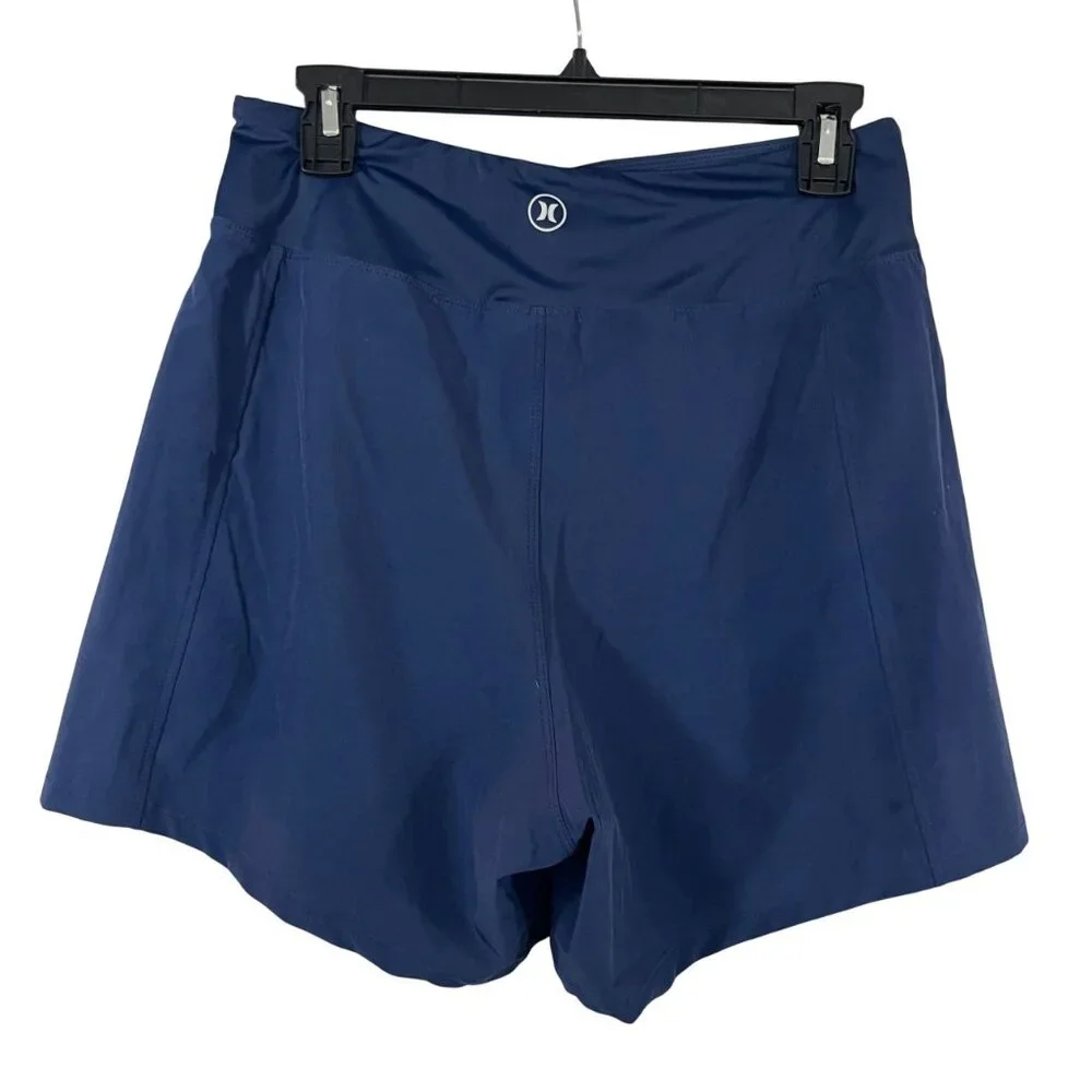 Hurley Navy Blue Pull On Athletic Shorts Boardshorts Zip Pocket - Size Small - Picture 2 of 8